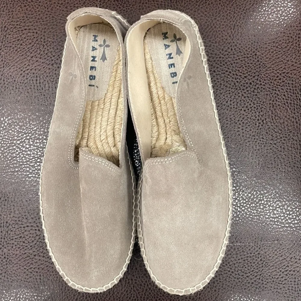 Manebi Suede Hamptons Flat Espadrilles in Gray Size 45 NWOB